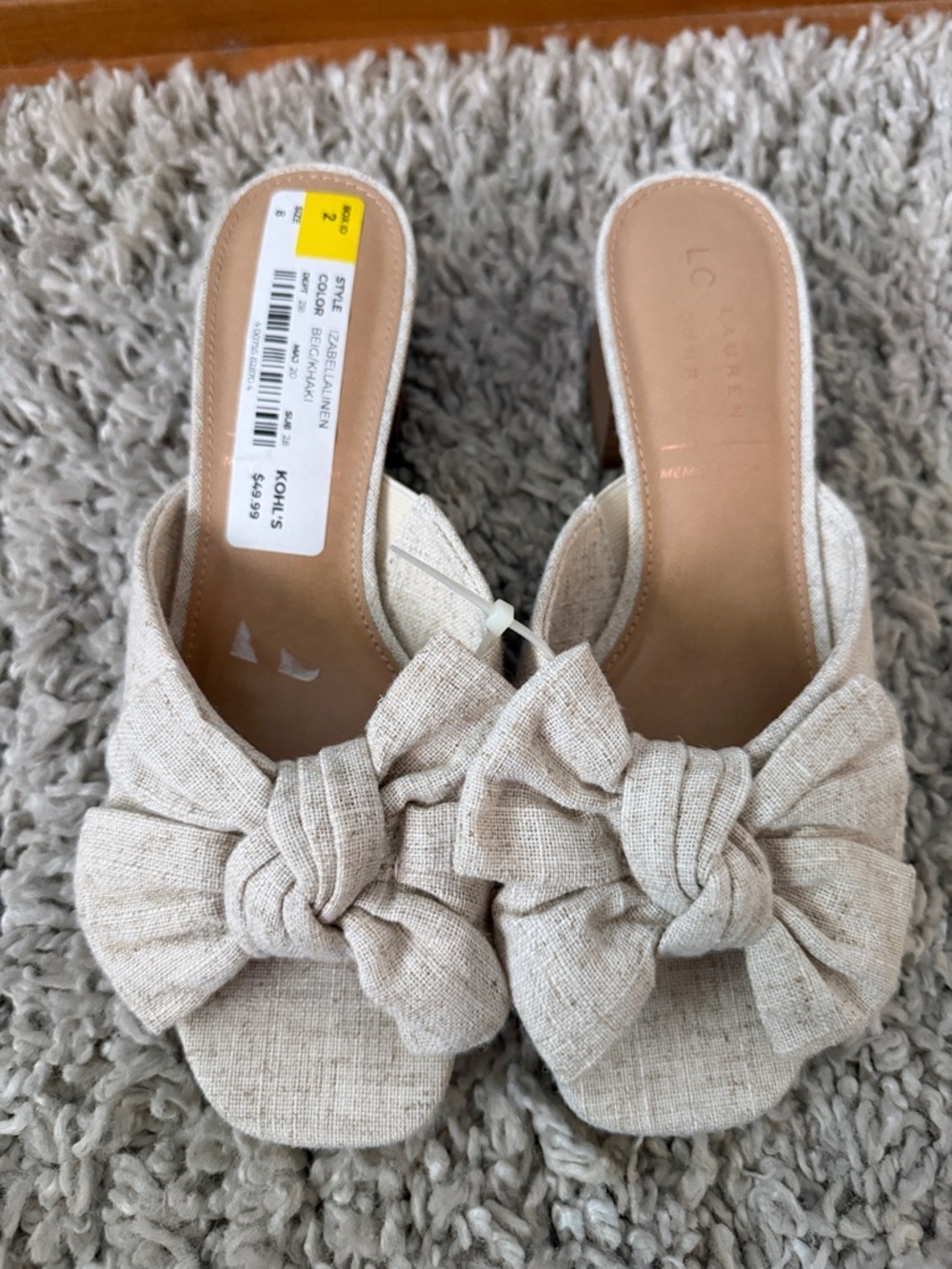 LC Lauren Conrad Natural Beige Knot Bow Slide Heels